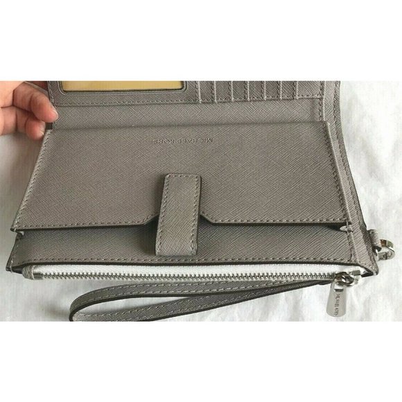 New Michael Kors Jet Set Travel Double Zip Wallet Signature Bright White - Picture 6 of 6